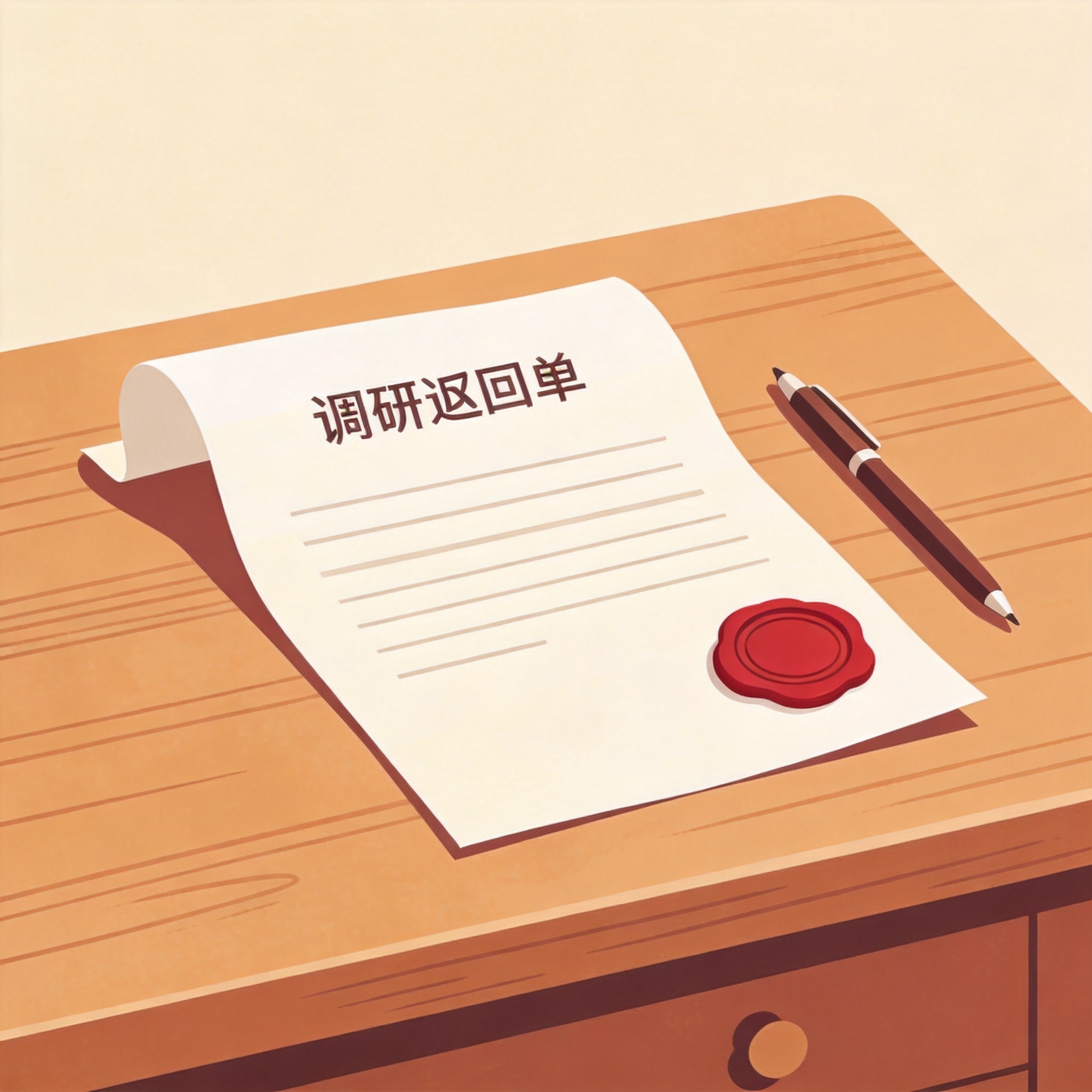 Illustration of a survey receipt on a wooden desk